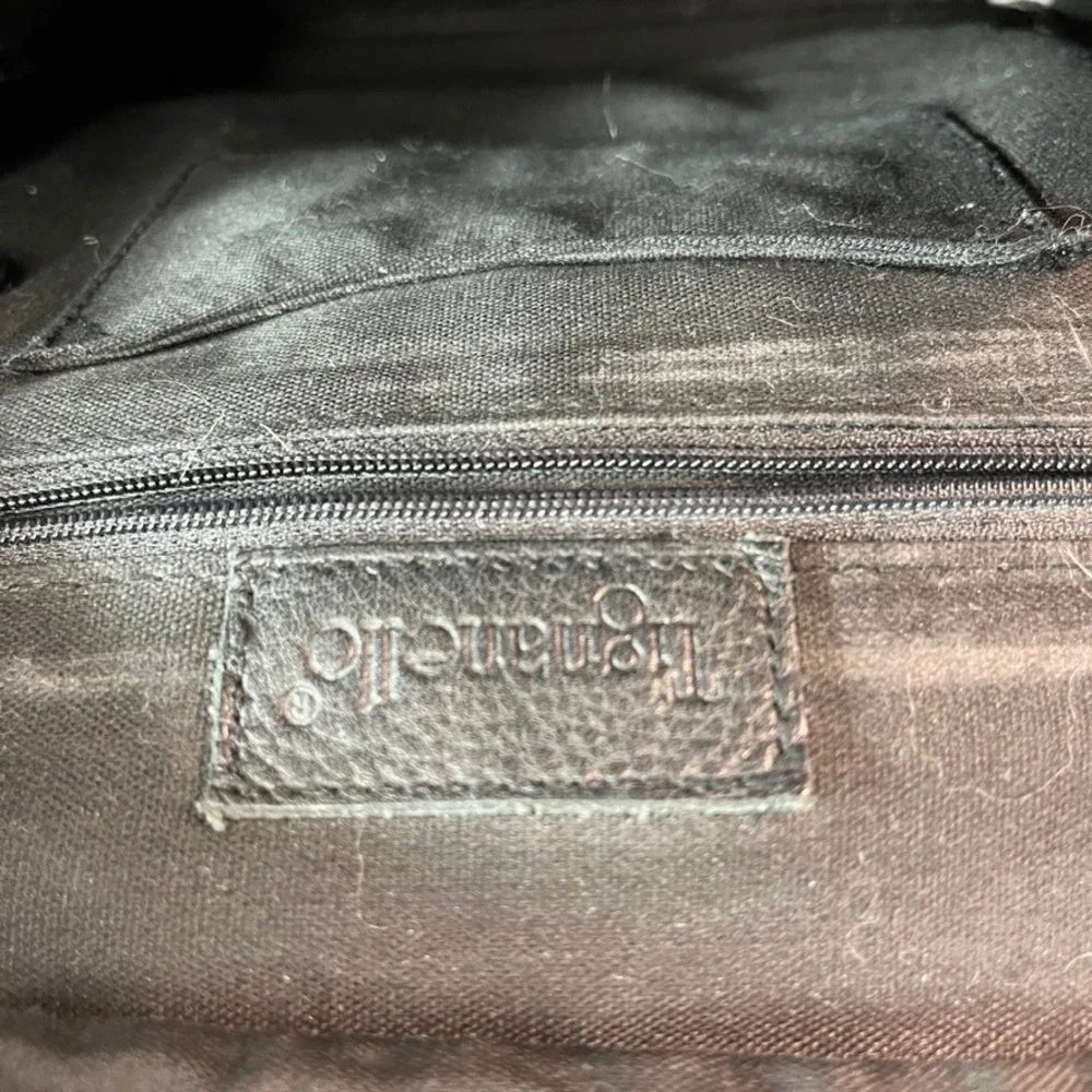 Tignanello Black Pebbled Leather Mini Backpack Organizer Bag Multi Pocket